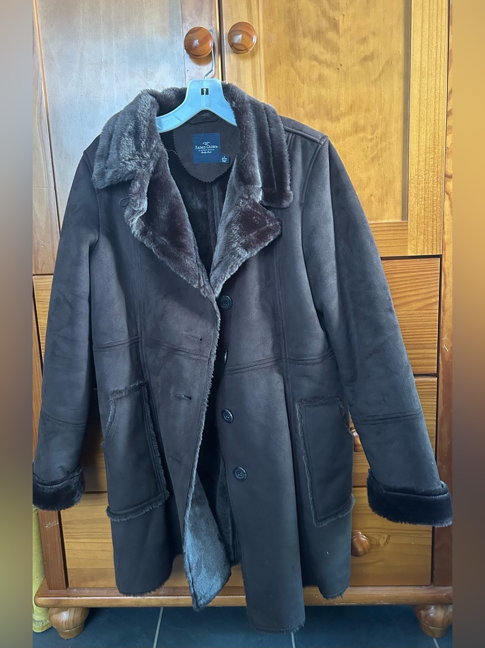 Dark Brown Pea Coat Vintage Faded Glory